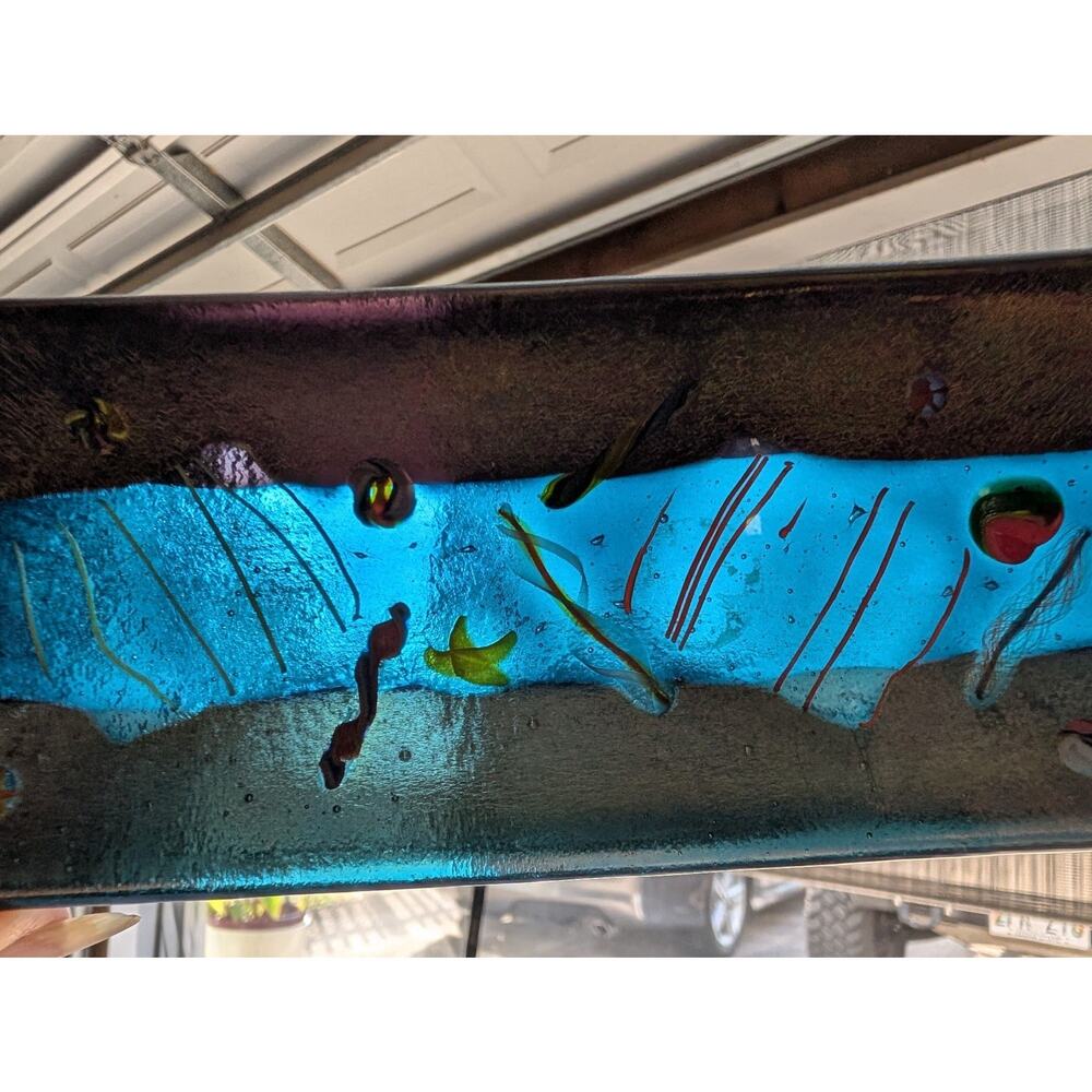Kurt McVay Art Glass Rectangular Tray 8” Dichroic Confetti Murrines Signed KM NR